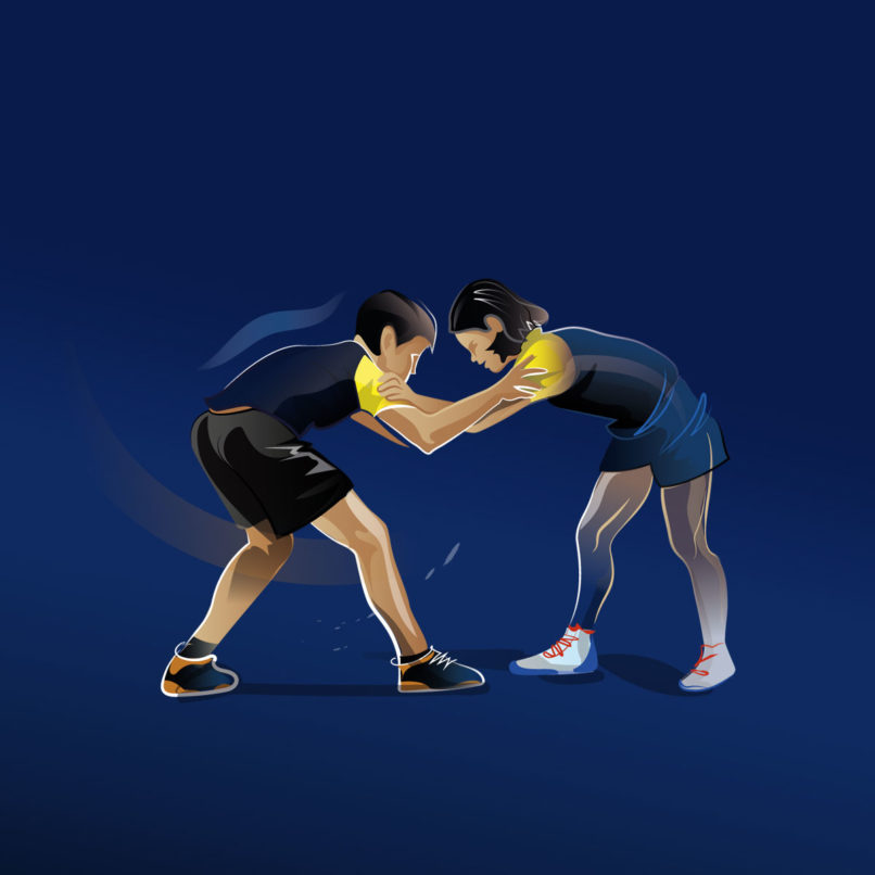 Illustra tion d'une prise de lutte niveau débutant