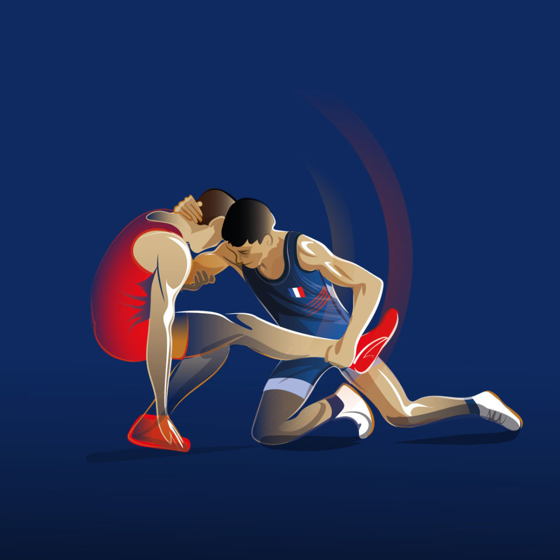 Illustration d'une prise de lutte niveau intermédiaire